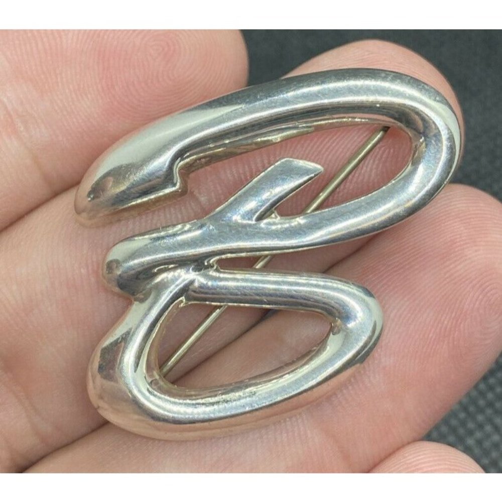 Sterling Silver Pin Signed CNA Initial B Brooch Fine Pin